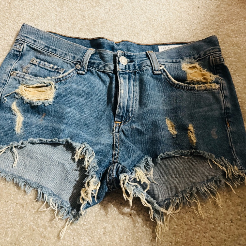 Rag and Bone Distressed Blue Denim Shorts